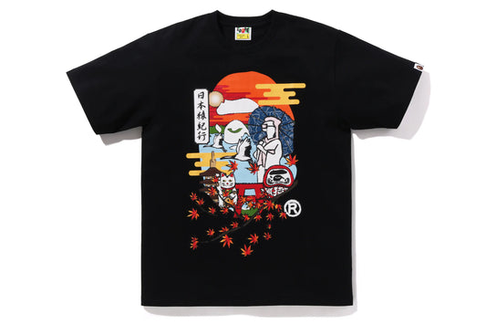 Japan Culture Autumn Head Tee Black