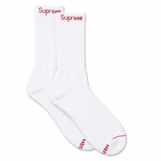 Supreme Hanes Socks White (Single Pair)