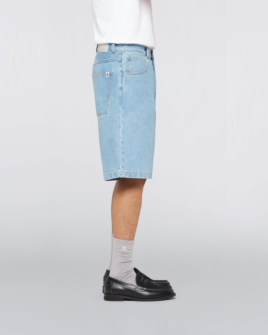 Worker Short Blue Heavy Bleach Wash